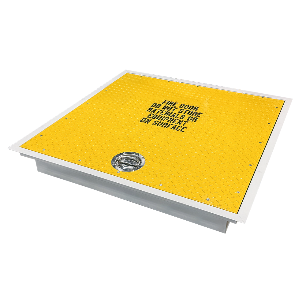 Floor Door FHD with Door Painted Yellow with Black Lettering (YB) with Standard Recessed Turn Handle (U1)